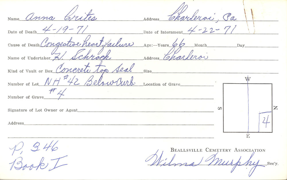burial card